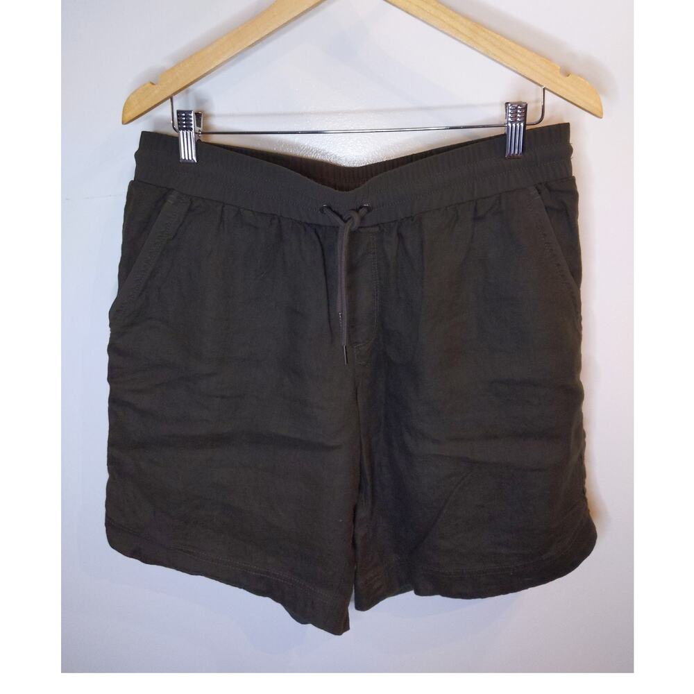 ATHLETA Sage Green Linen Drawstring Shorts Size 12 Resortwear Casual Summer